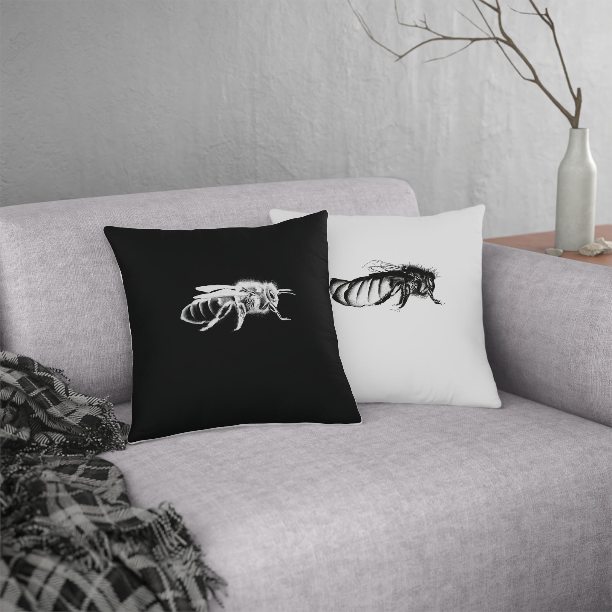 Design Kissen BEEs: BEE white on black
