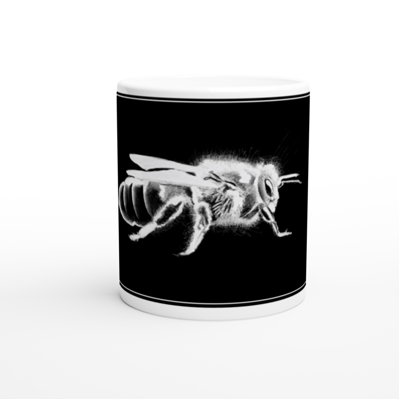 Design Cup BEE white on black